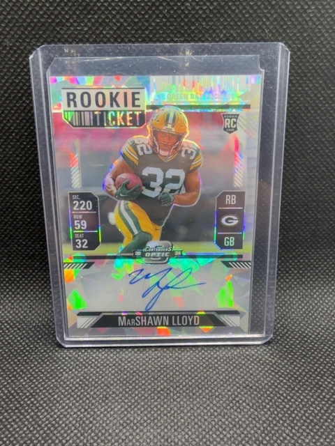 Marshawn Lloyd Rookie Auto /22 Cracked Ice Contenders Packers Optic 2024