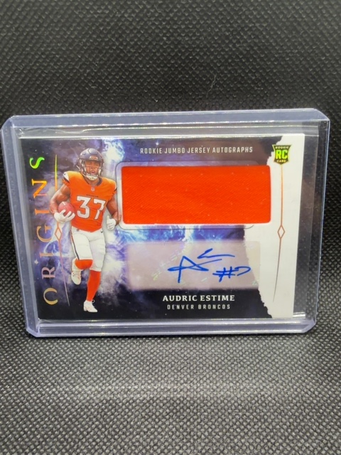 Audric Estime Origins RPA Broncos 2024 Rookie Patch Auto